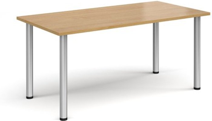 Office Monster | Dams Rectangular silver radial leg meeting table 1600mm x 800mm - oak Dams Rectangular silver radial leg meeting table 1600mm x 800mm - oak
