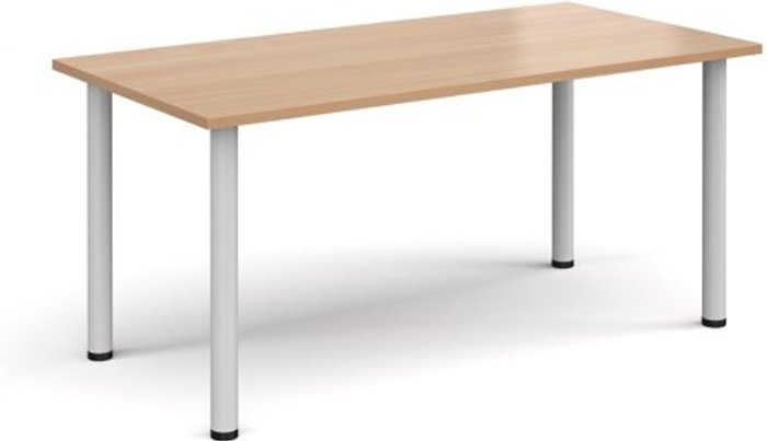 Office Monster | Dams Rectangular white radial leg meeting table 1600mm x 800mm - beech Dams Rectangular white radial leg meeting table 1600mm x 800mm - beech