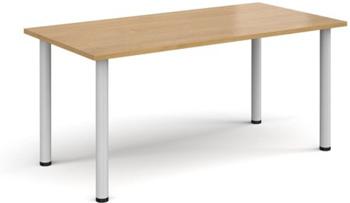Office Monster | Dams Rectangular white radial leg meeting table 1600mm x 800mm - oak Dams Rectangular white radial leg meeting table 1600mm x 800mm - oak
