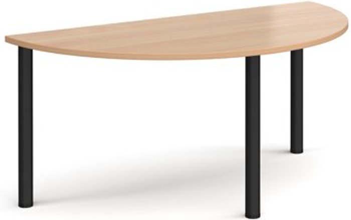 Office Monster | Dams Semi circular black radial leg meeting table 1600mm x 800mm - beech Dams Semi circular black radial leg meeting table 1600mm x 800mm - beech