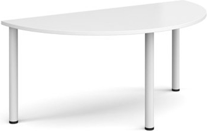 Office Monster | Dams Semi circular white radial leg meeting table 1600mm x 800mm - white Dams Semi circular white radial leg meeting table 1600mm x 800mm - white