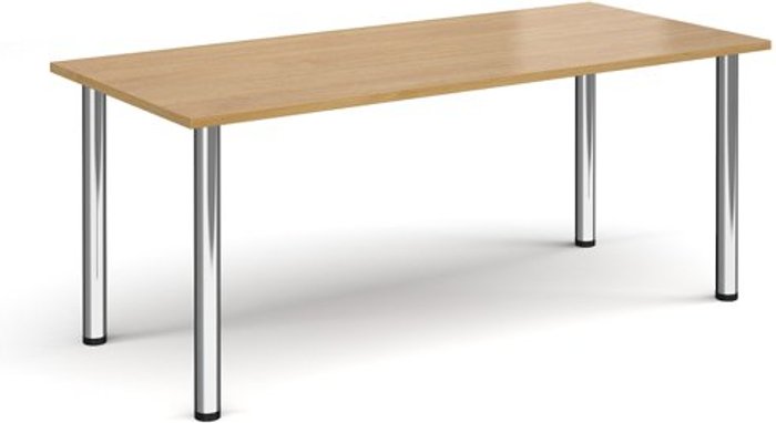 Office Monster | Dams Rectangular chrome radial leg meeting table 1800mm x 800mm - oak Dams Rectangular chrome radial leg meeting table 1800mm x 800mm - oak