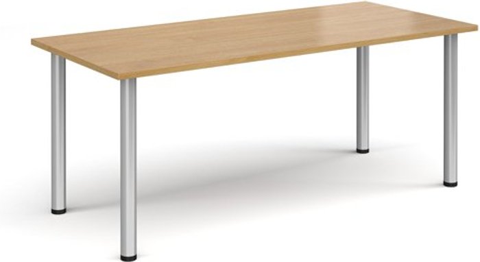 Office Monster | Dams Rectangular silver radial leg meeting table 1800mm x 800mm - oak Dams Rectangular silver radial leg meeting table 1800mm x 800mm - oak