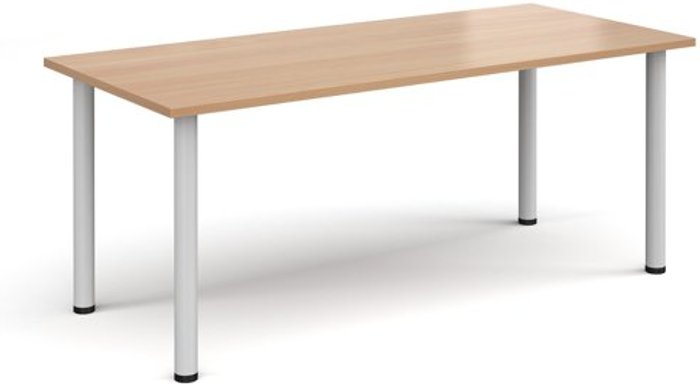 Office Monster | Dams Rectangular white radial leg meeting table 1800mm x 800mm - beech Dams Rectangular white radial leg meeting table 1800mm x 800mm - beech