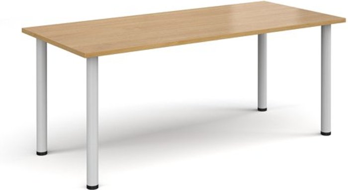 Office Monster | Dams Rectangular white radial leg meeting table 1800mm x 800mm - oak Dams Rectangular white radial leg meeting table 1800mm x 800mm - oak