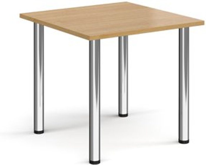 Office Monster | Dams Rectangular chrome radial leg meeting table 800mm x 800mm - oak Dams Rectangular chrome radial leg meeting table 800mm x 800mm - oak