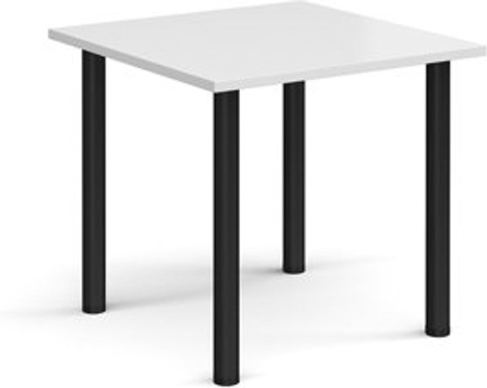 Office Monster | Dams Rectangular black radial leg meeting table 800mm x 800mm - white Dams Rectangular black radial leg meeting table 800mm x 800mm - white