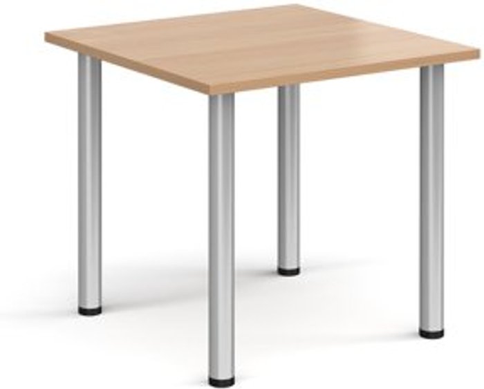 Office Monster | Dams Rectangular silver radial leg meeting table 800mm x 800mm - beech Dams Rectangular silver radial leg meeting table 800mm x 800mm - beech