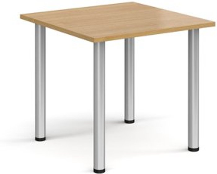 Office Monster | Dams Rectangular silver radial leg meeting table 800mm x 800mm - oak Dams Rectangular silver radial leg meeting table 800mm x 800mm - oak