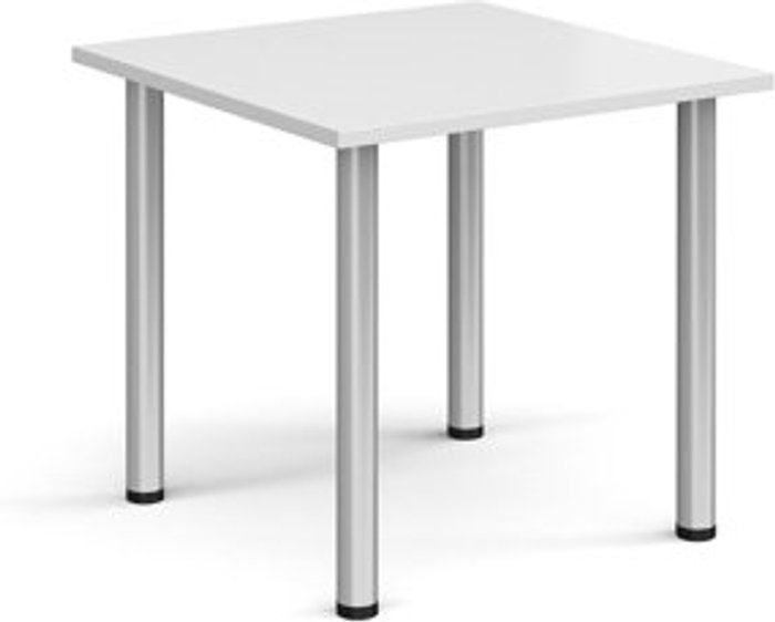Office Monster | Dams Rectangular silver radial leg meeting table 800mm x 800mm - white Dams Rectangular silver radial leg meeting table 800mm x 800mm - white
