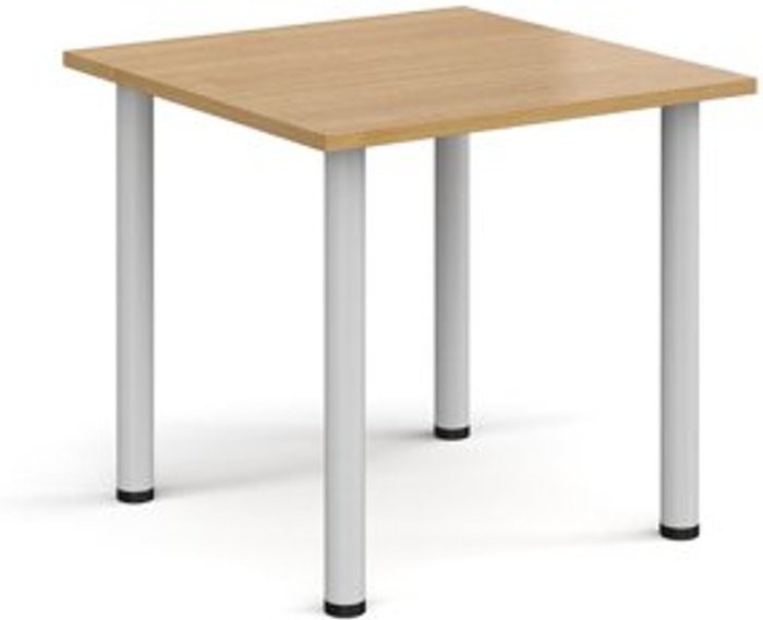 Office Monster | Dams Rectangular white radial leg meeting table 800mm x 800mm - oak Dams Rectangular white radial leg meeting table 800mm x 800mm - oak
