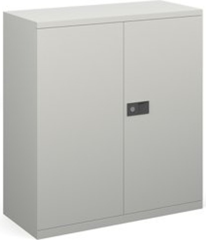 Office Monster | Contract 25 Steel contract cupboard with 1 shelf 1000mm high - goose grey Contract 25 Steel contract cupboard with 1 shelf 1000mm high - goose grey
