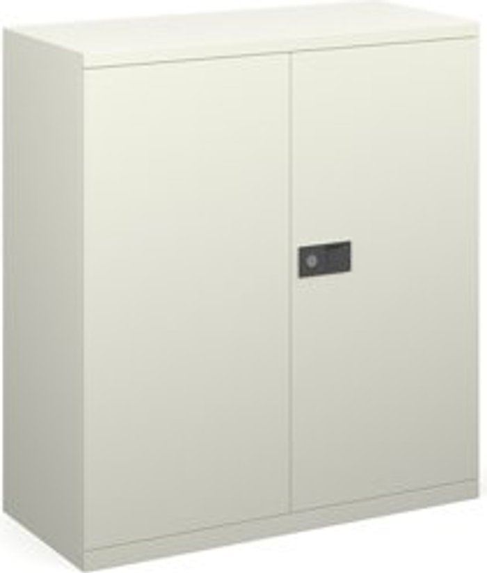 Office Monster | Contract 25 Steel contract cupboard with 1 shelf 1000mm high - white Contract 25 Steel contract cupboard with 1 shelf 1000mm high - white