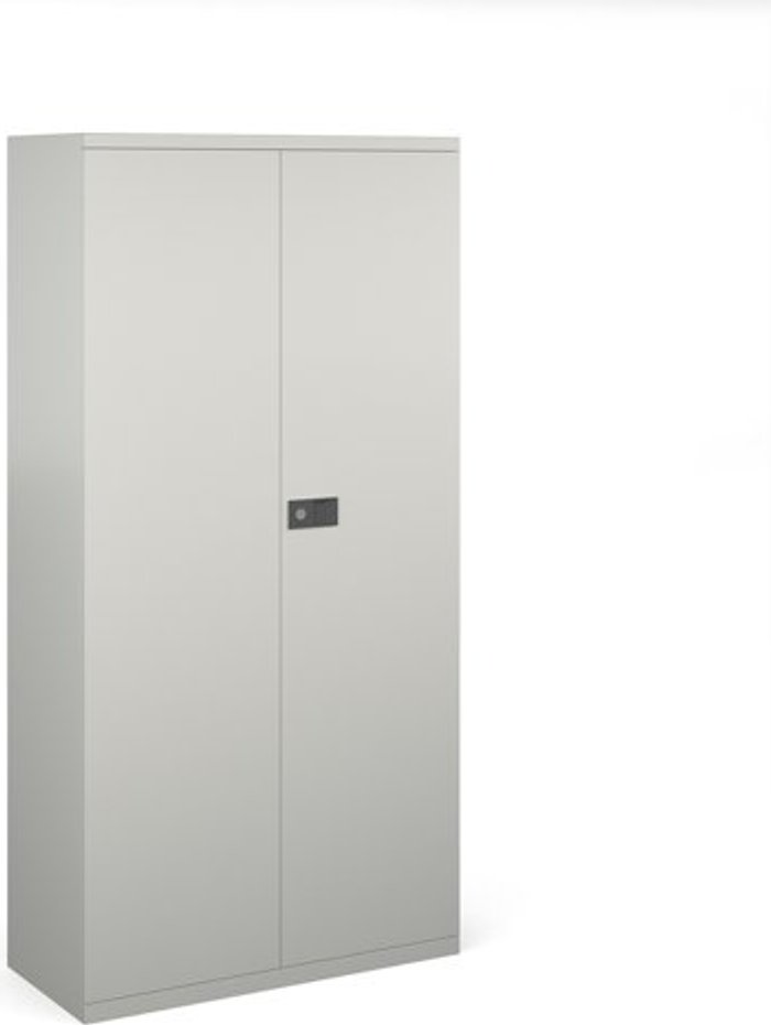 Office Monster | Contract 25 Steel contract cupboard with 3 shelves 1806mm high - goose grey Contract 25 Steel contract cupboard with 3 shelves 1806mm high - goose grey
