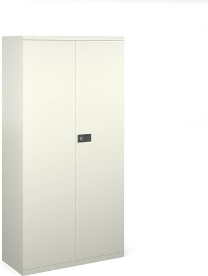 Office Monster | Contract 25 Steel contract cupboard with 3 shelves 1806mm high - white Contract 25 Steel contract cupboard with 3 shelves 1806mm high - white