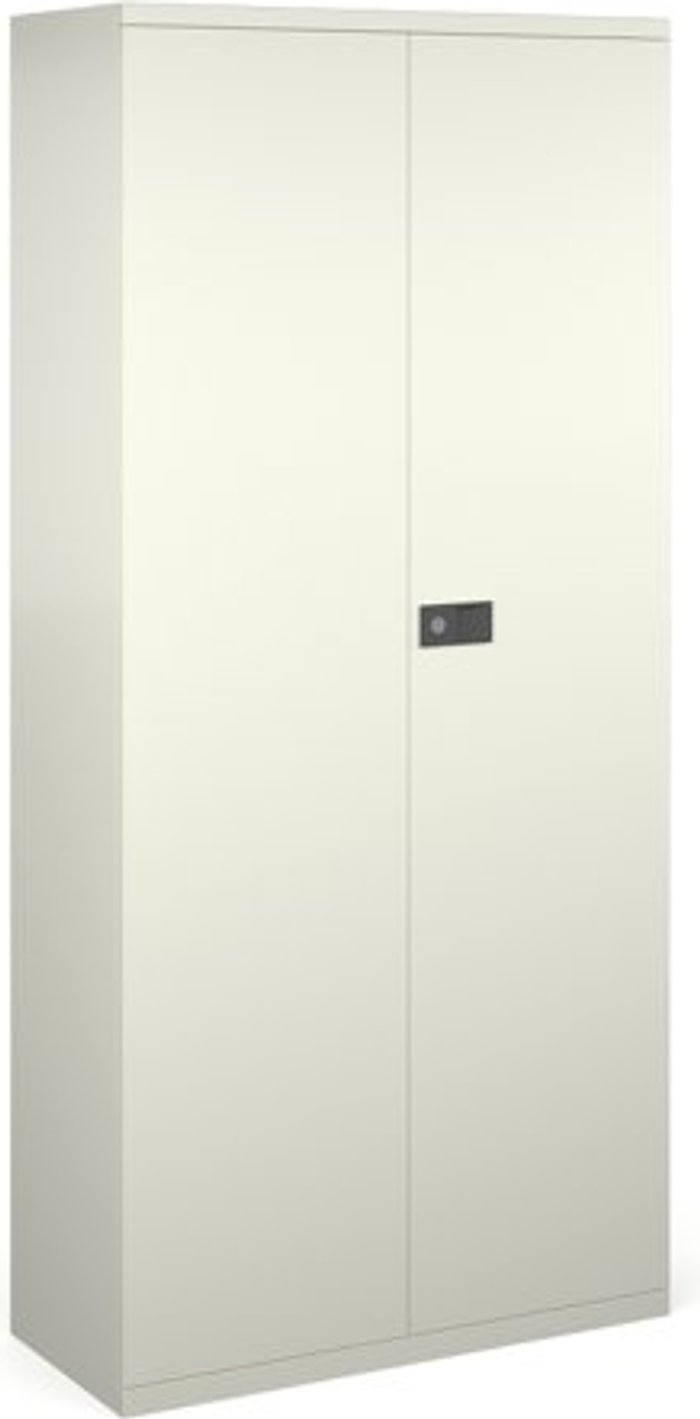 Office Monster | Contract 25 Steel contract cupboard with 4 shelves 1968mm high - white Contract 25 Steel contract cupboard with 4 shelves 1968mm high - white