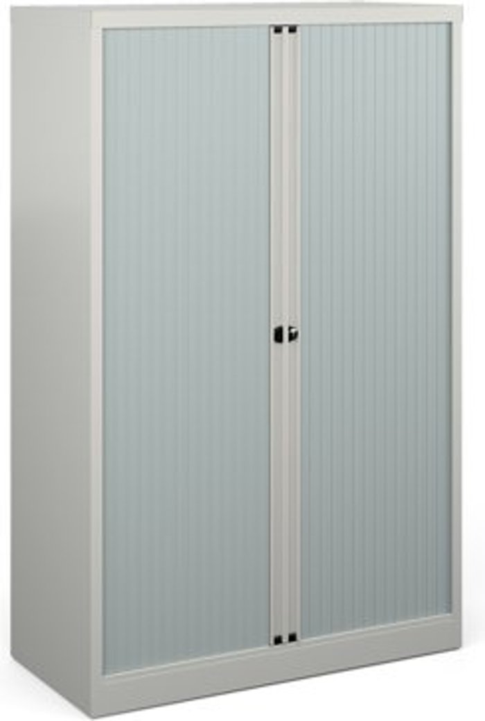 Office Monster | Bisley Bisley systems storage medium tambour cupboard 1570mm high - goose grey Bisley Bisley systems storage medium tambour cupboard 1570mm high - goose grey