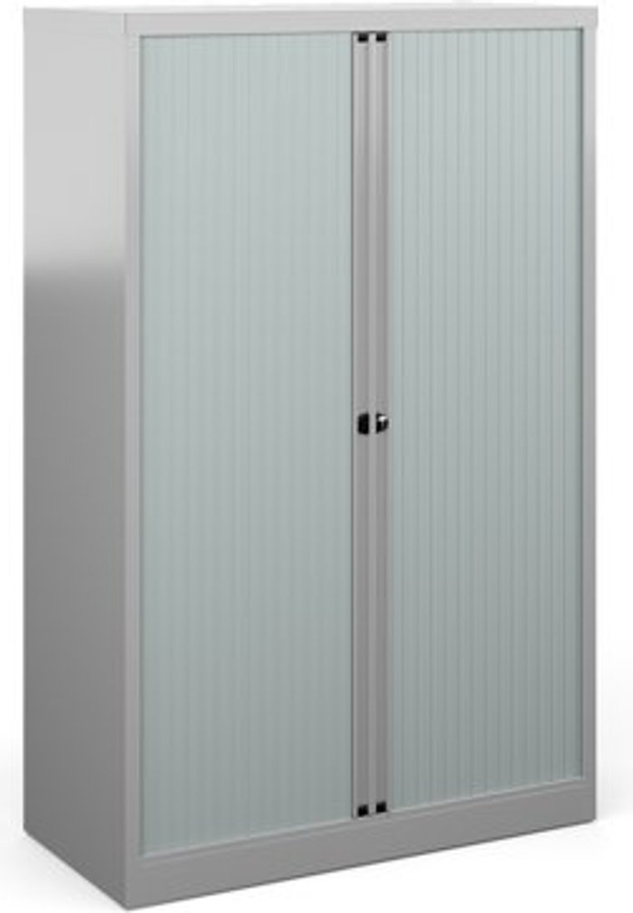 Office Monster | Bisley Bisley systems storage medium tambour cupboard 1570mm high - silver Bisley Bisley systems storage medium tambour cupboard 1570mm high - silver