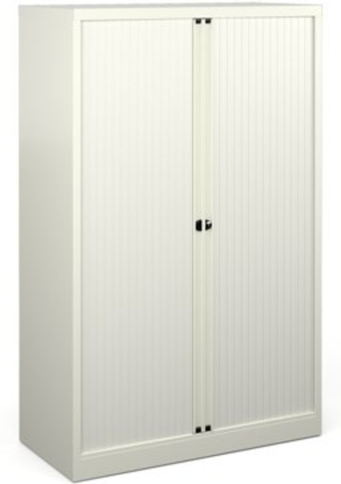 Office Monster | Bisley Bisley systems storage medium tambour cupboard 1570mm high - white Bisley Bisley systems storage medium tambour cupboard 1570mm high - white