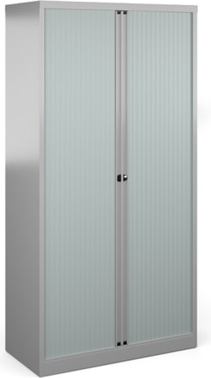 Office Monster | Bisley Bisley systems storage high tambour cupboard 1970mm high - silver Bisley Bisley systems storage high tambour cupboard 1970mm high - silver