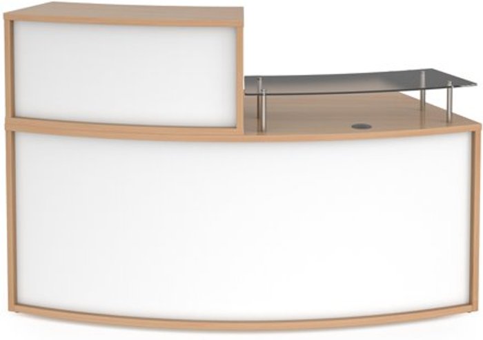 Office Monster | Denver Denver medium curved complete reception unit - beech with white panels Denver Denver medium curved complete reception unit - beech with white panels
