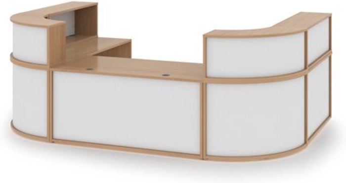 Office Monster | Denver Denver extra large U-shaped complete reception unit - beech with white panels Denver Denver extra large U-shaped complete reception unit - beech with white panels