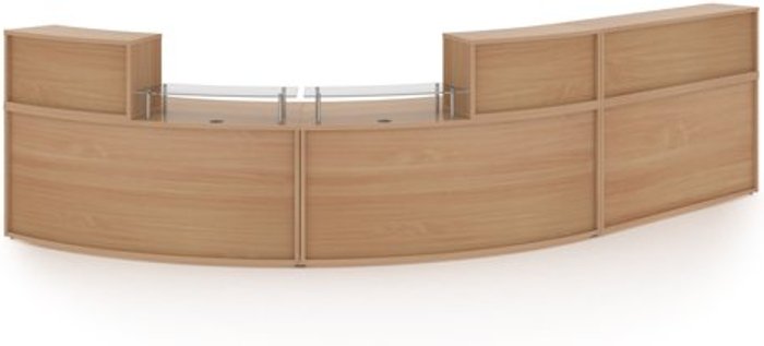 Office Monster | Denver Denver extra large curved complete reception unit - beech Denver Denver extra large curved complete reception unit - beech