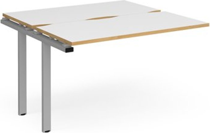 Office Monster | Adapt Bench Desk | Add On 2 Person Rectangular Desks 1200mm | White/Oak Tops With Silver Frames | 1200mm Depth | Adapt Adapt Bench Desk | Add On 2 Person Rectangular Desks 1200mm | White/Oak Tops With Silver Frames | 1200mm Depth | Adapt
