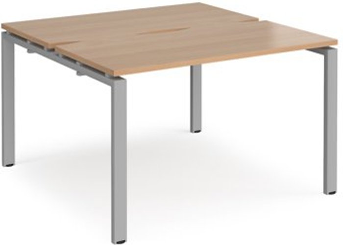 Office Monster | Adapt Bench Desk | 2 Person Rectangular Desks 1200mm | Beech Tops With Silver Frames | 1200mm Depth | Adapt Adapt Bench Desk | 2 Person Rectangular Desks 1200mm | Beech Tops With Silver Frames | 1200mm Depth | Adapt