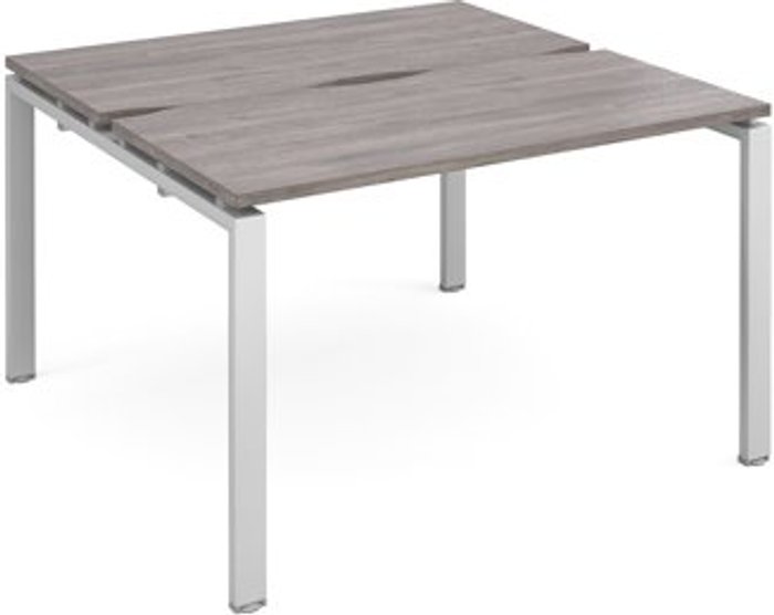 Office Monster | Adapt Adapt back to back desks 1200mm x 1200mm - silver frame, grey oak top Adapt Adapt back to back desks 1200mm x 1200mm - silver frame, grey oak top