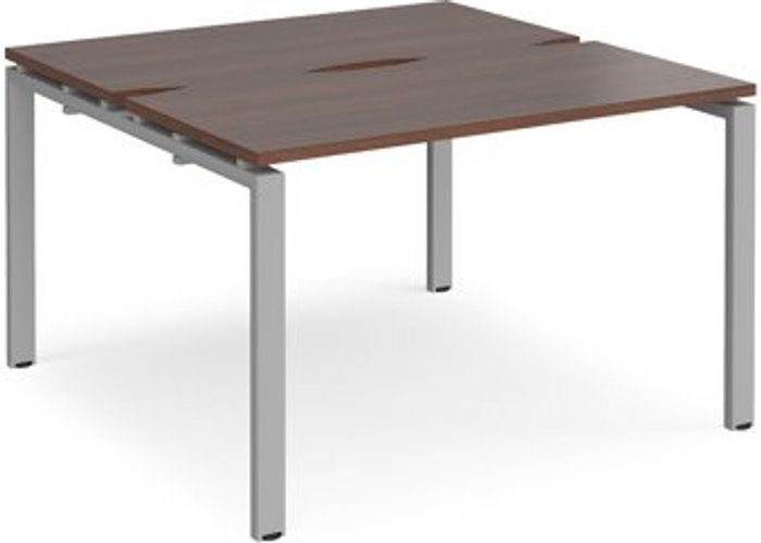 Office Monster | Adapt Bench Desk | 2 Person Rectangular Desks 1200mm | Walnut Tops With Silver Frames | 1200mm Depth | Adapt Adapt Bench Desk | 2 Person Rectangular Desks 1200mm | Walnut Tops With Silver Frames | 1200mm Depth | Adapt