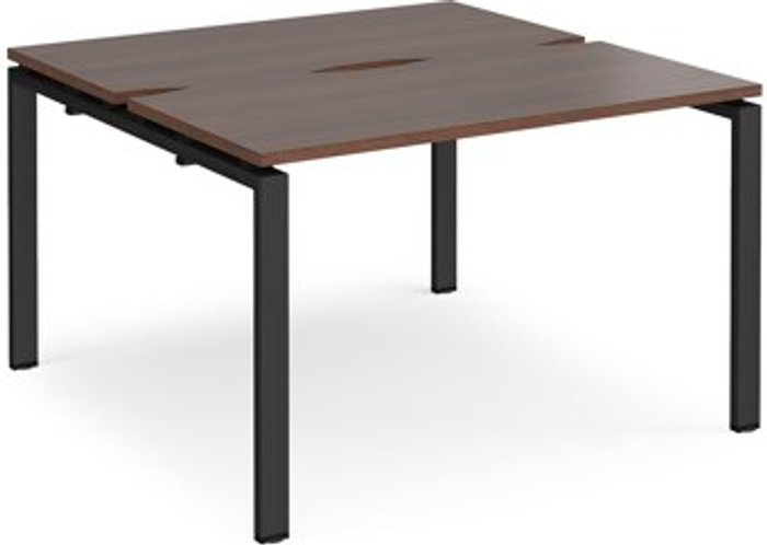 Office Monster | Adapt Bench Desk | 2 Person Starter Rectangular Desks 1200mm | Walnut Tops With Black Frames | 1200mm Depth | Adapt Adapt Bench Desk | 2 Person Starter Rectangular Desks 1200mm | Walnut Tops With Black Frames | 1200mm Depth | Adapt
