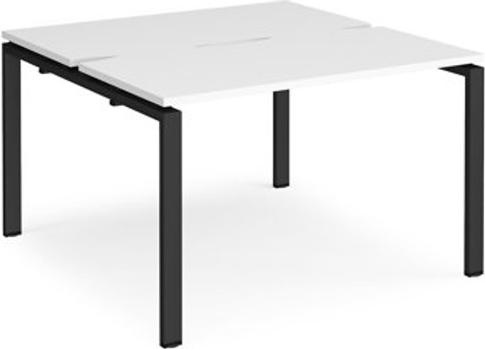 Office Monster | Adapt Bench Desk | 2 Person Starter Rectangular Desks 1200mm | White Tops With Black Frames | 1200mm Depth | Adapt Adapt Bench Desk | 2 Person Starter Rectangular Desks 1200mm | White Tops With Black Frames | 1200mm Depth | Adapt