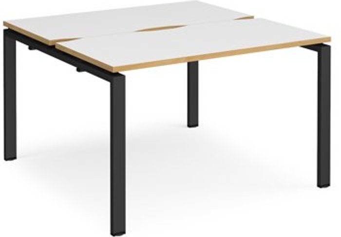 Office Monster | Adapt Bench Desk | 2 Person Starter Rectangular Desks 1200mm | White/Oak Tops With Black Frames | 1200mm Depth | Adapt Adapt Bench Desk | 2 Person Starter Rectangular Desks 1200mm | White/Oak Tops With Black Frames | 1200mm Depth | Adapt