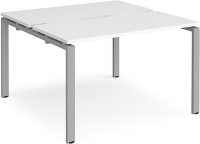Office Monster | Adapt Bench Desk | 2 Person Starter Rectangular Desks 1200mm | White Tops With Silver Frames | 1200mm Depth | Adapt Adapt Bench Desk | 2 Person Starter Rectangular Desks 1200mm | White Tops With Silver Frames | 1200mm Depth | Adapt