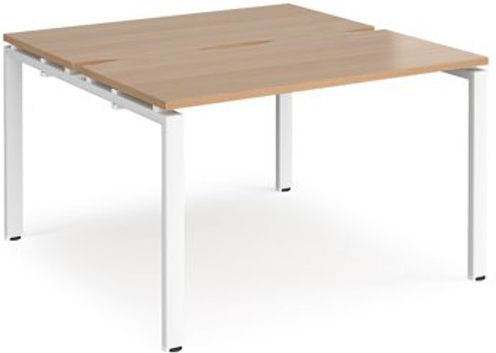 Office Monster | Adapt Bench Desk | 2 Person Starter Rectangular Desks 1200mm | Beech Tops With White Frames | 1200mm Depth | Adapt Adapt Bench Desk | 2 Person Starter Rectangular Desks 1200mm | Beech Tops With White Frames | 1200mm Depth | Adapt