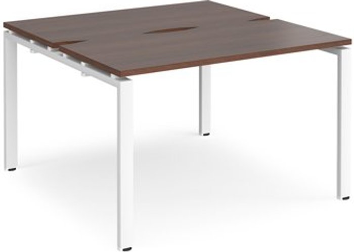 Office Monster | Adapt Bench Desk | 2 Person Starter Rectangular Desks 1200mm | Walnut Tops With White Frames | 1200mm Depth | Adapt Adapt Bench Desk | 2 Person Starter Rectangular Desks 1200mm | Walnut Tops With White Frames | 1200mm Depth | Adapt