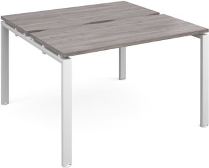 Office Monster | Adapt Adapt back to back desks 1200mm x 1200mm - white frame, grey oak top Adapt Adapt back to back desks 1200mm x 1200mm - white frame, grey oak top