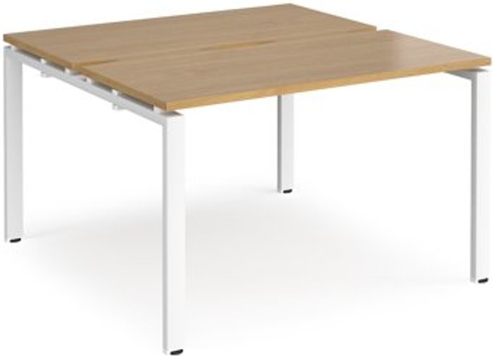 Office Monster | Adapt Bench Desk | 2 Person Rectangular Desks 1200mm | Oak Tops With White Frames | 1200mm Depth | Adapt E1212-WH-O Adapt Bench Desk | 2 Person Rectangular Desks 1200mm | Oak Tops With White Frames | 1200mm Depth | Adapt E1212-WH-O