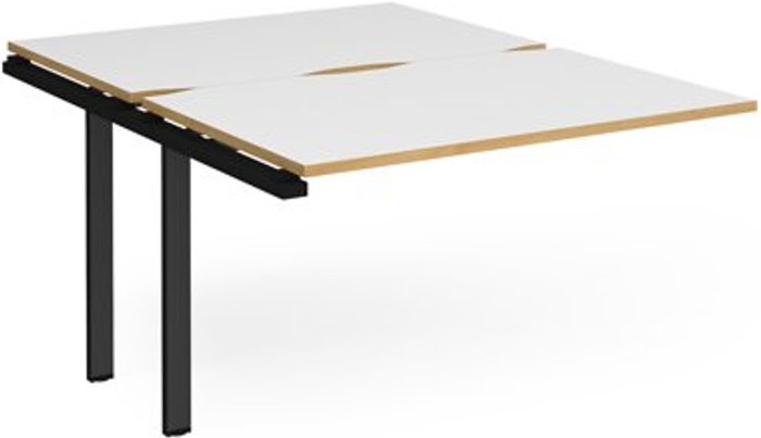 Office Monster | Adapt Bench Desk | Add On 2 Person Rectangular Desks 1200mm | White/Oak Tops With Black Frames | 1600mm Depth | Adapt Adapt Bench Desk | Add On 2 Person Rectangular Desks 1200mm | White/Oak Tops With Black Frames | 1600mm Depth | Adapt