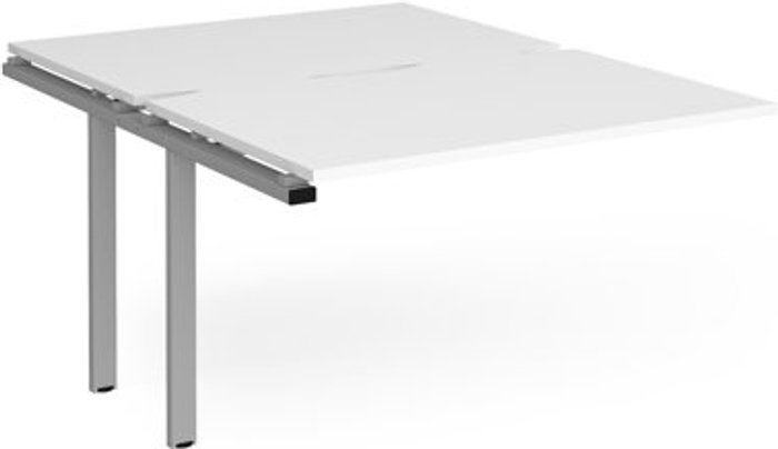 Office Monster | Adapt Bench Desk | Add On 2 Person Rectangular Desks 1200mm | White Tops With Silver Frames | 1600mm Depth | Adapt Adapt Bench Desk | Add On 2 Person Rectangular Desks 1200mm | White Tops With Silver Frames | 1600mm Depth | Adapt