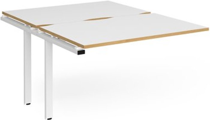 Office Monster | Adapt Bench Desk | Add On 2 Person Rectangular Desks 1200mm | White/Oak Tops With White Frames | 1600mm Depth | Adapt Adapt Bench Desk | Add On 2 Person Rectangular Desks 1200mm | White/Oak Tops With White Frames | 1600mm Depth | Adapt