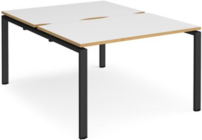 Office Monster | Adapt Bench Desk | 2 Person Rectangular Desks 1200mm | White/Oak Tops With Black Frames | 1600mm Depth | Adapt Adapt Bench Desk | 2 Person Rectangular Desks 1200mm | White/Oak Tops With Black Frames | 1600mm Depth | Adapt