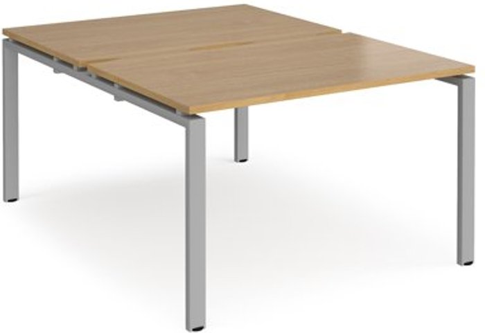 Office Monster | Adapt Bench Desk | 2 Person Rectangular Desks 1200mm | Oak Tops With Silver Frames | 1600mm Depth | Adapt Adapt Bench Desk | 2 Person Rectangular Desks 1200mm | Oak Tops With Silver Frames | 1600mm Depth | Adapt