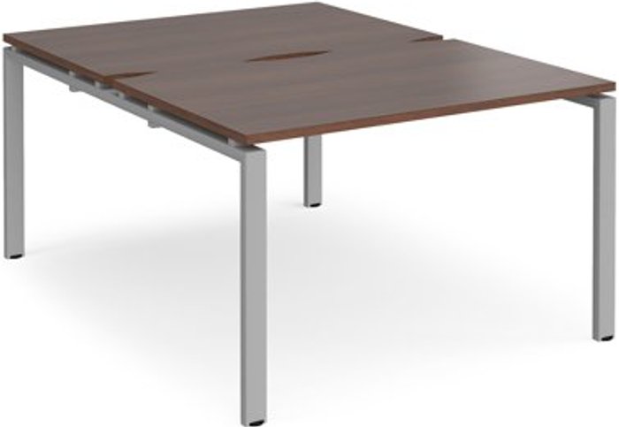 Office Monster | Adapt Bench Desk | 2 Person Rectangular Desks 1200mm | Walnut Tops With Silver Frames | 1600mm Depth | Adapt Adapt Bench Desk | 2 Person Rectangular Desks 1200mm | Walnut Tops With Silver Frames | 1600mm Depth | Adapt