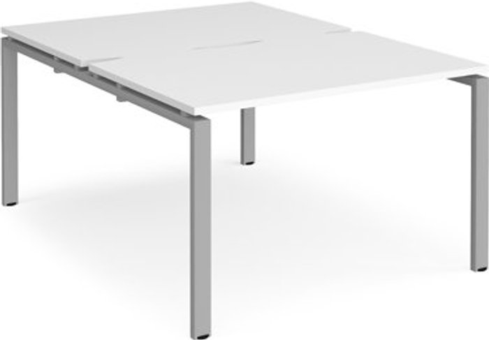 Office Monster | Adapt Bench Desk | 2 Person Rectangular Desks 1200mm | White Tops With Silver Frames | 1600mm Depth | Adapt Adapt Bench Desk | 2 Person Rectangular Desks 1200mm | White Tops With Silver Frames | 1600mm Depth | Adapt