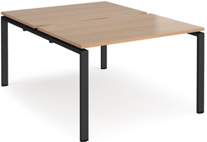 Office Monster | Adapt Bench Desk | 2 Person Starter Rectangular Desks 1200mm | Beech Tops With Black Frames | 1600mm Depth | Adapt Adapt Bench Desk | 2 Person Starter Rectangular Desks 1200mm | Beech Tops With Black Frames | 1600mm Depth | Adapt