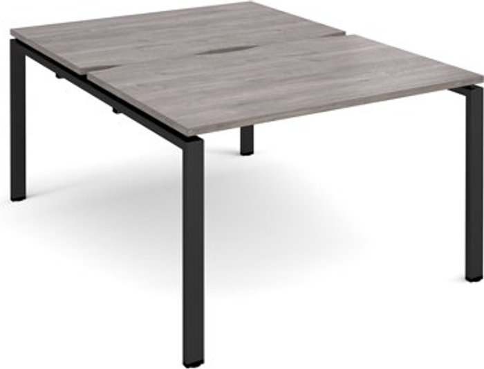 Office Monster | Adapt Adapt starter units back to back 1200mm x 1600mm - black frame, grey oak top Adapt Adapt starter units back to back 1200mm x 1600mm - black frame, grey oak top