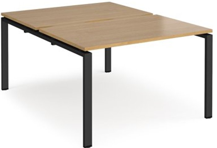 Office Monster | Adapt Bench Desk | 2 Person Starter Rectangular Desks 1200mm | Oak Tops With Black Frames | 1600mm Depth | Adapt Adapt Bench Desk | 2 Person Starter Rectangular Desks 1200mm | Oak Tops With Black Frames | 1600mm Depth | Adapt