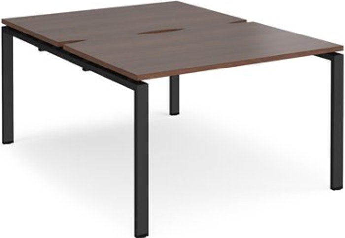 Office Monster | Adapt Bench Desk | 2 Person Starter Rectangular Desks 1200mm | Walnut Tops With Black Frames | 1600mm Depth | Adapt Adapt Bench Desk | 2 Person Starter Rectangular Desks 1200mm | Walnut Tops With Black Frames | 1600mm Depth | Adapt